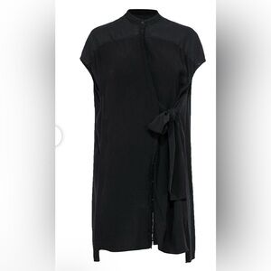 All Saints - Black Silky Button-Front Shift Dress w/ Sash